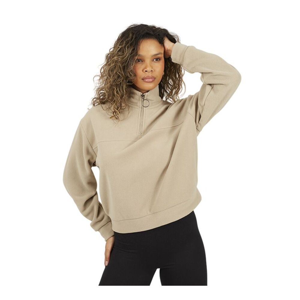 Brave Soul Womens/Ladies Polar Fleece Half Zip Sweatshirt / Stone